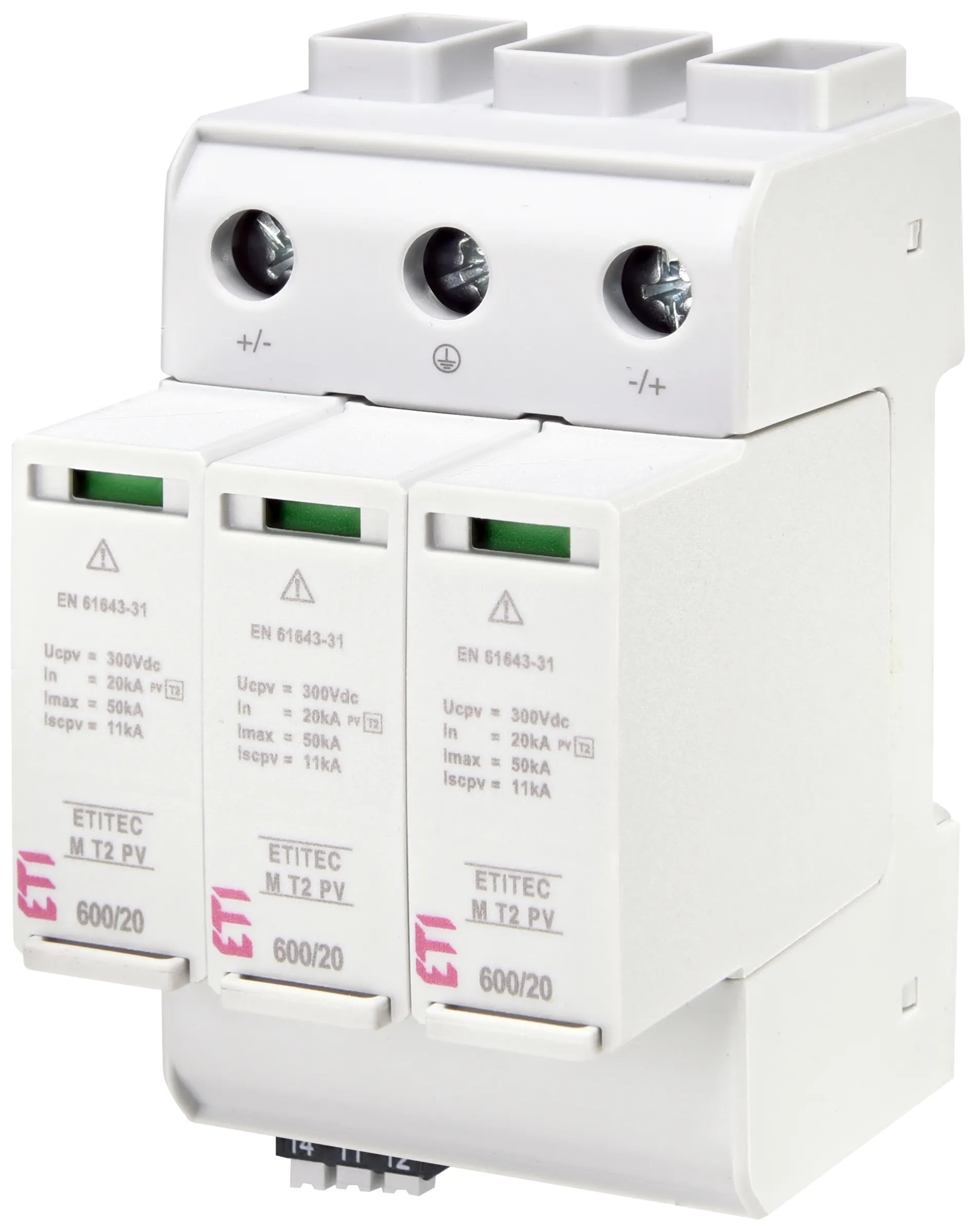 Túlfeszültség levezető ETITEC M T2 PV 600/20 Y RC 002440736