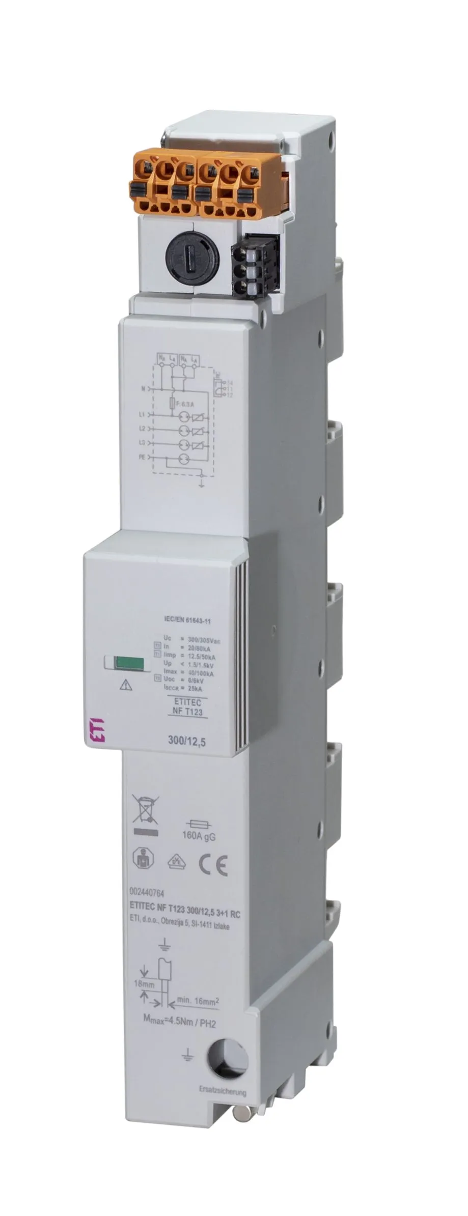 Túlfeszültség levezető ETITEC NF T123 300/7,5 3+0 002440766