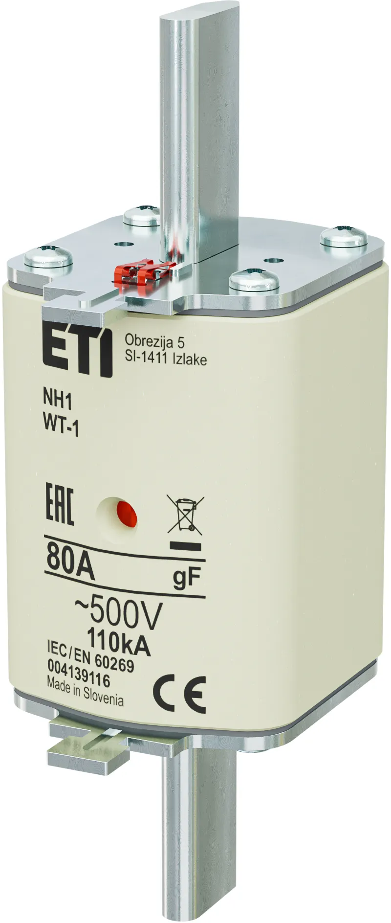 Olvadóbiztosító NH1/WT-1 gF 80A/500V 004139116