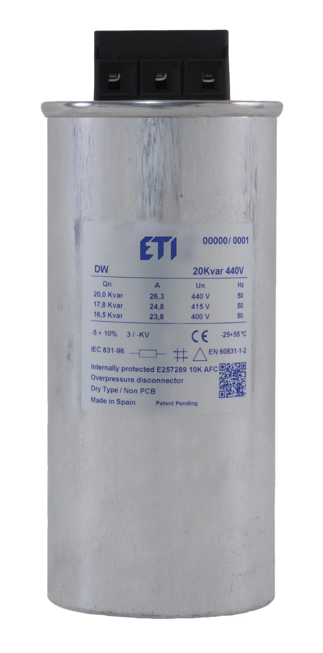 Háromfázisú kondenzátor LPC-DW 7.5 kVAr, 400V, 50HZ 004656850