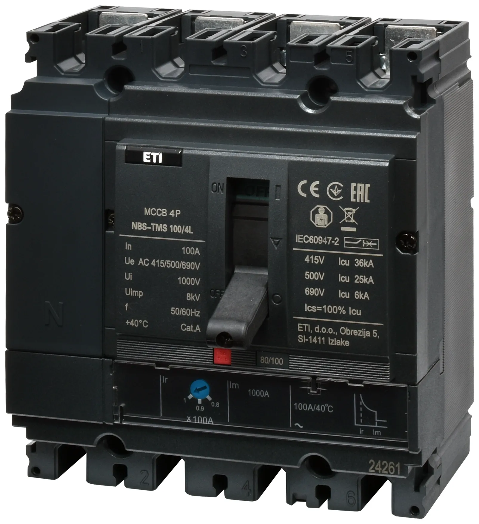 Öntöttházas megszakító NBS-TMS 100/4L  25A 4P 004673020