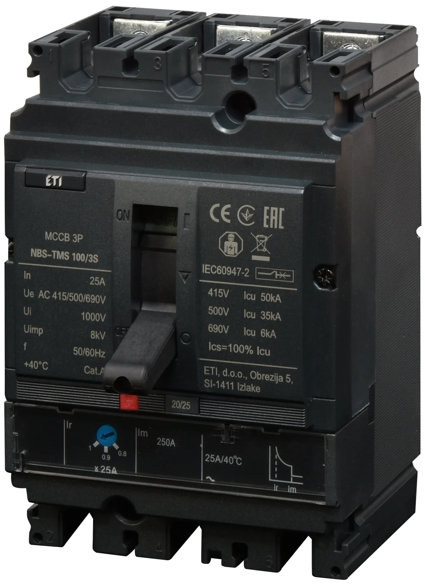 Öntöttházas megszakító NBS-TMS 100/3S  25A 3P 004673030