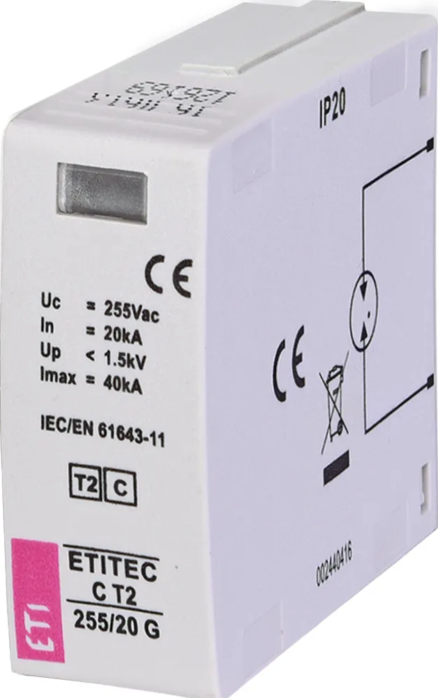 Túlfeszültség levezető MOD. ETITEC C T2 255/20 G 002440416