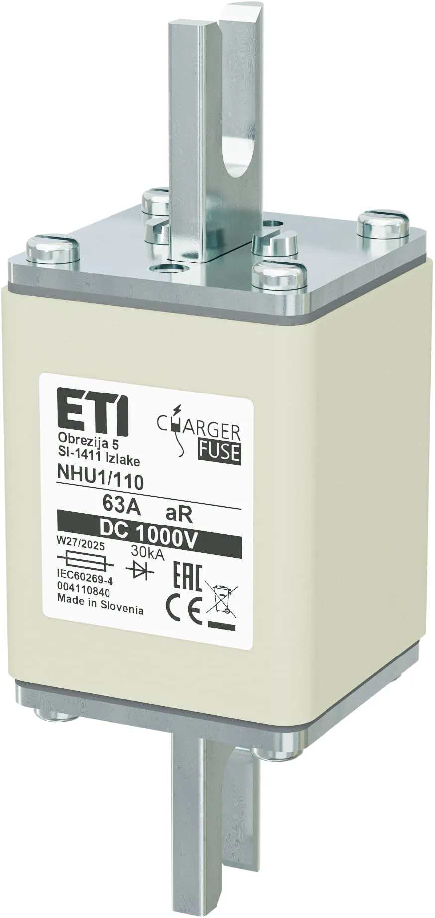 Olvadóbiztosító NHU1/110 aR 63A/1000V DC 004110840