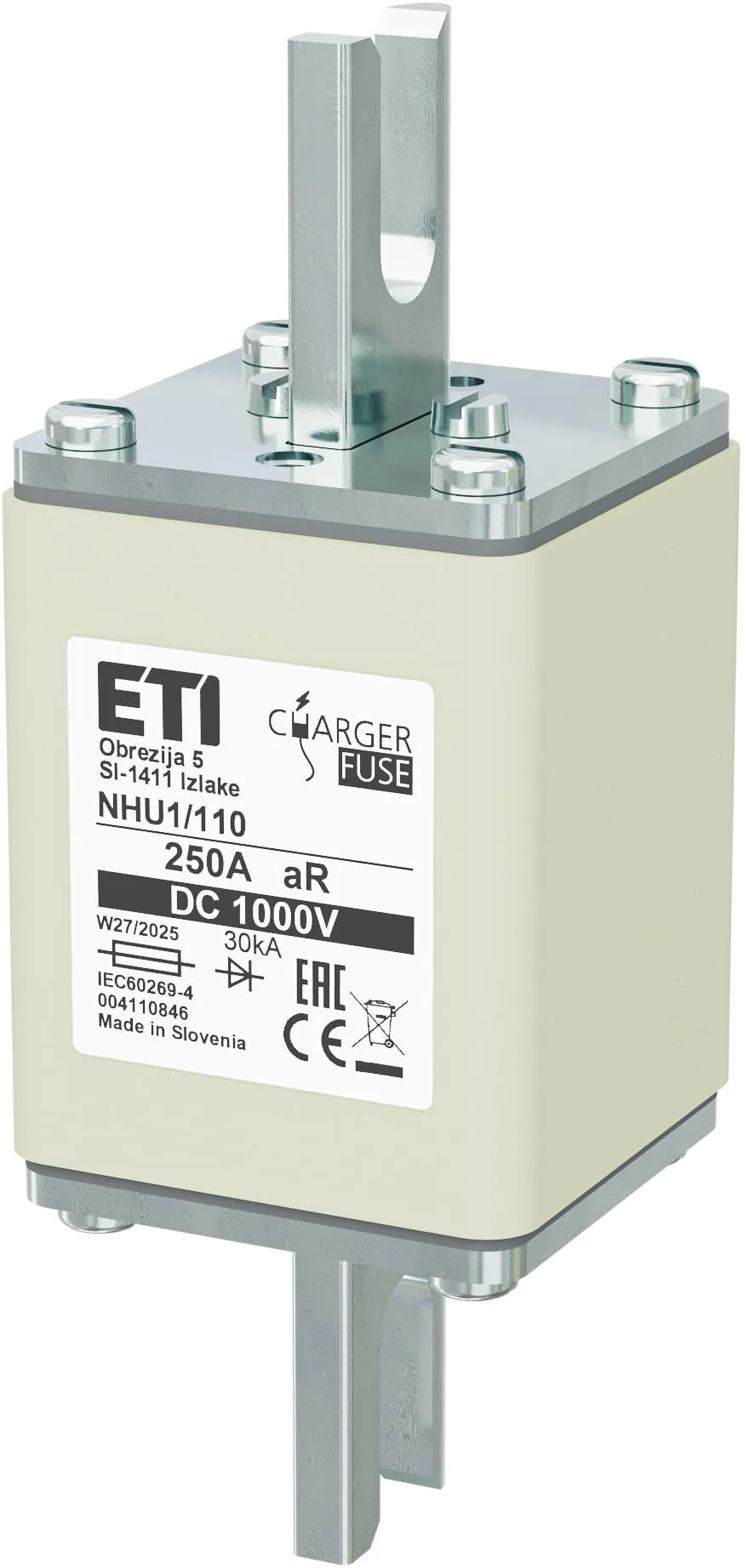 Olvadóbiztosító NHU1/110 aR 250A/1000V DC 004110846