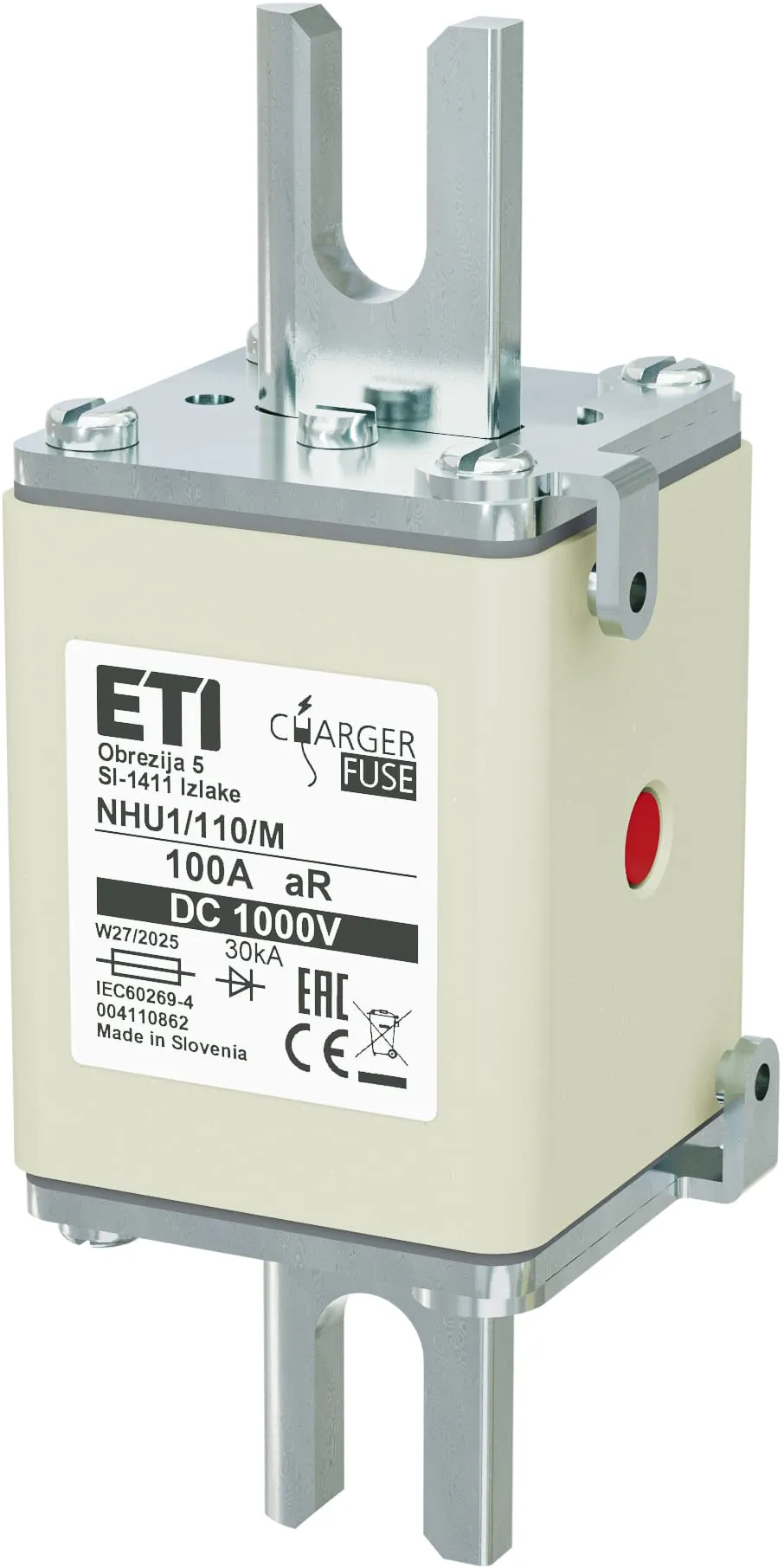 Olvadóbiztosító NHU1/110/M aR 100A/1000V DC 004110862