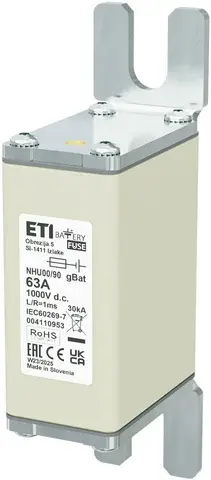Olvadóbiztosító NHU00/90 gBat 63A/1000V DC 004110953