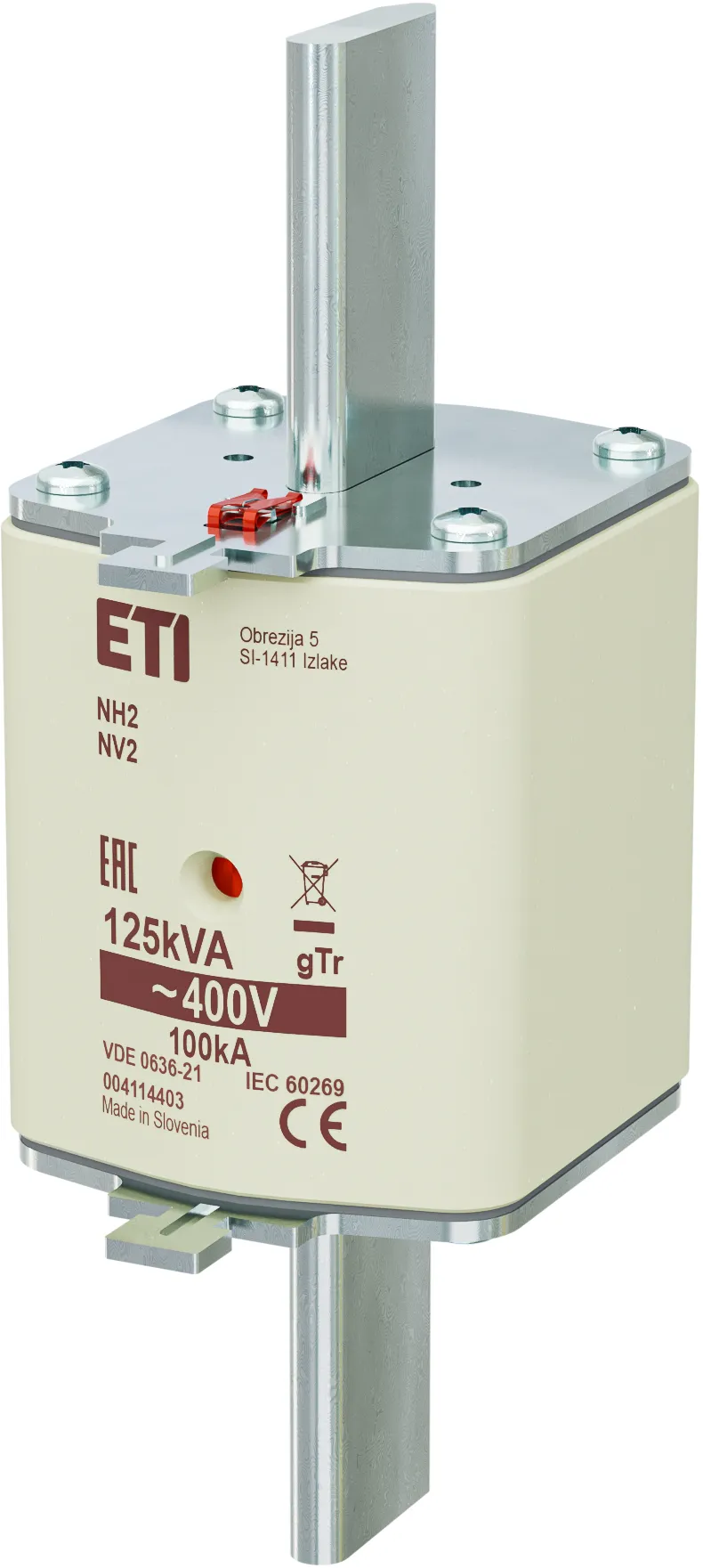 Olvadóbiztosító NH2 gTr 180A/400V/125kVA 004114403