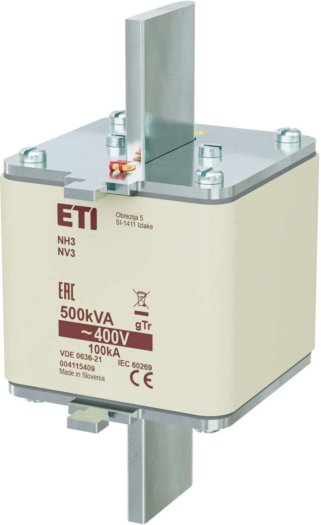 Olvadóbiztosító NH3 gTr 722A/400V/500kVA 004115409