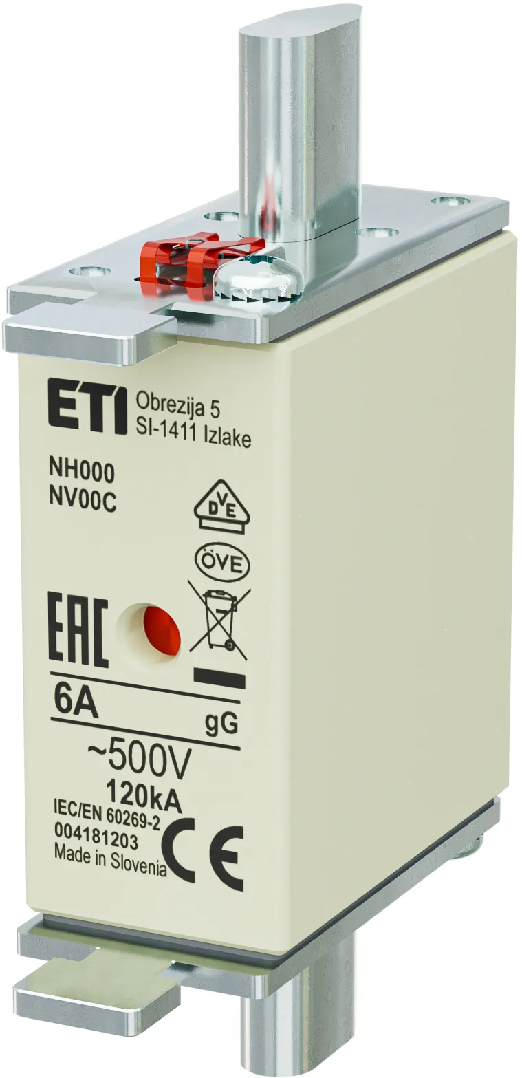 Olvadóbiztosító NH000 gG 6A/500V 004181203