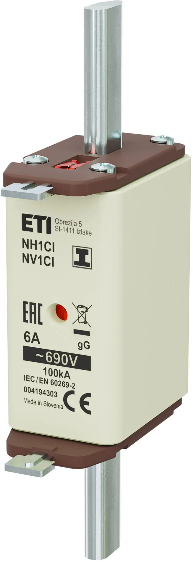 Olvadóbiztosító NH1C/I gG 6A/690V 004194303