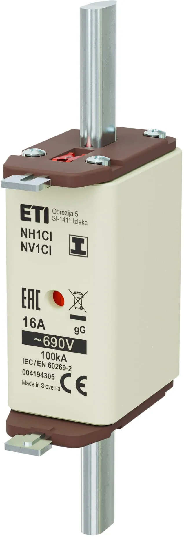 Olvadóbiztosító NH1C/I gG 16A/690V 004194305