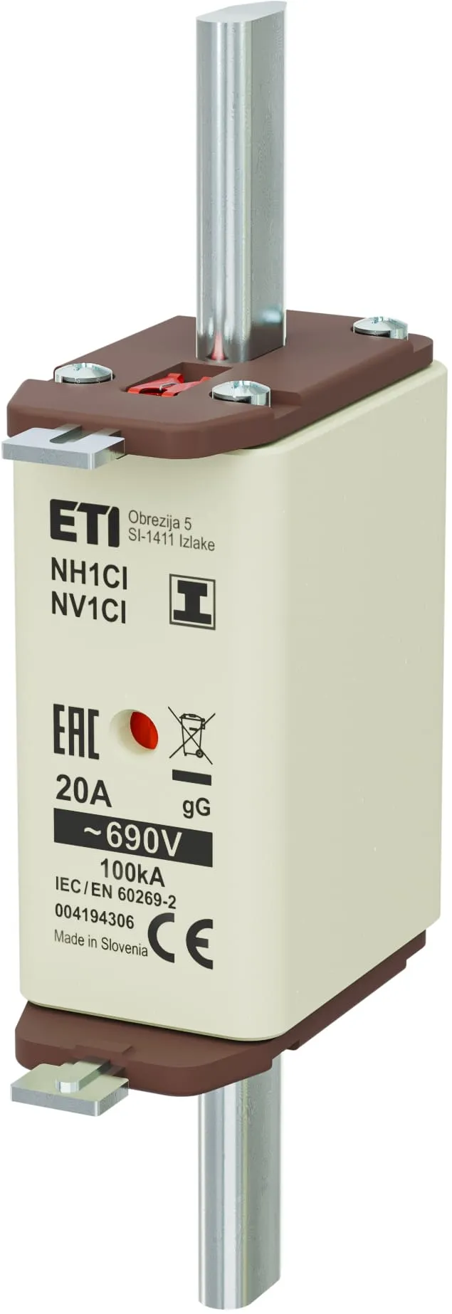 Olvadóbiztosító NH1C/I gG 20A/690V 004194306