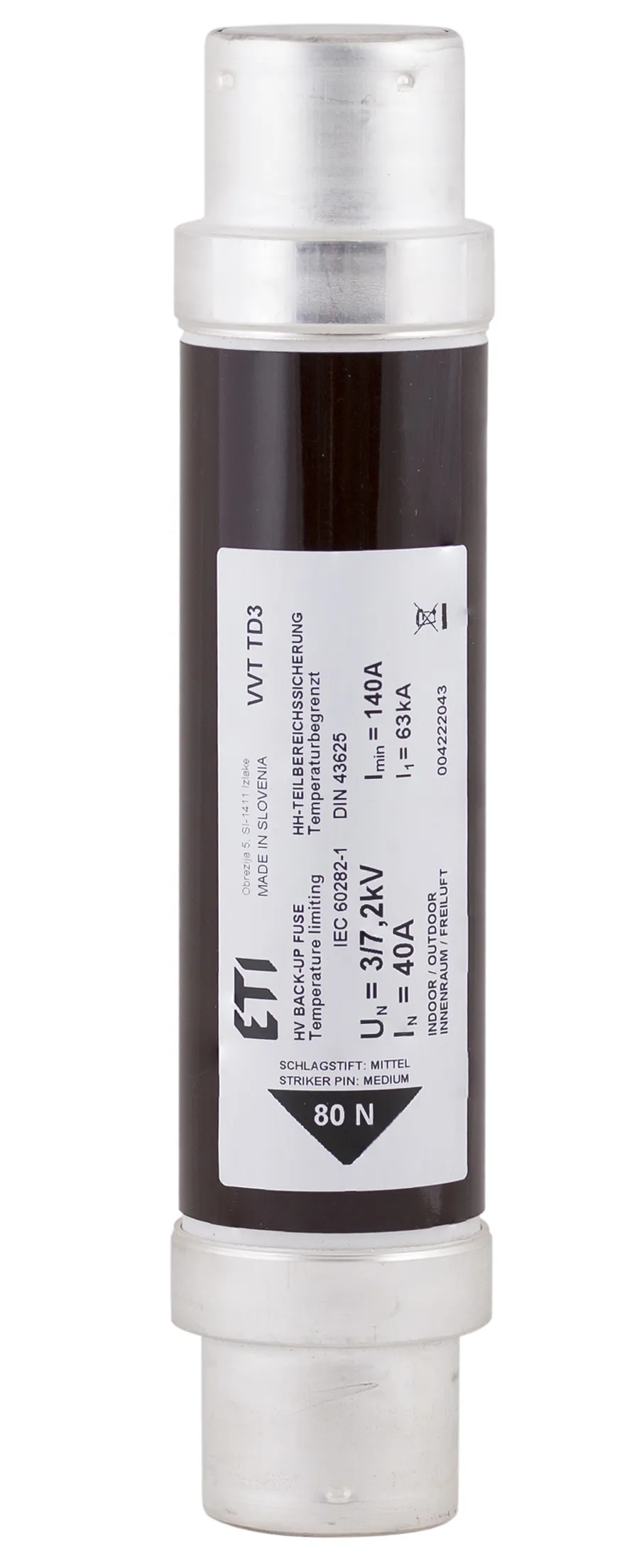 Olvadóbiztosító VVC3 7,2kV/100A 004220017