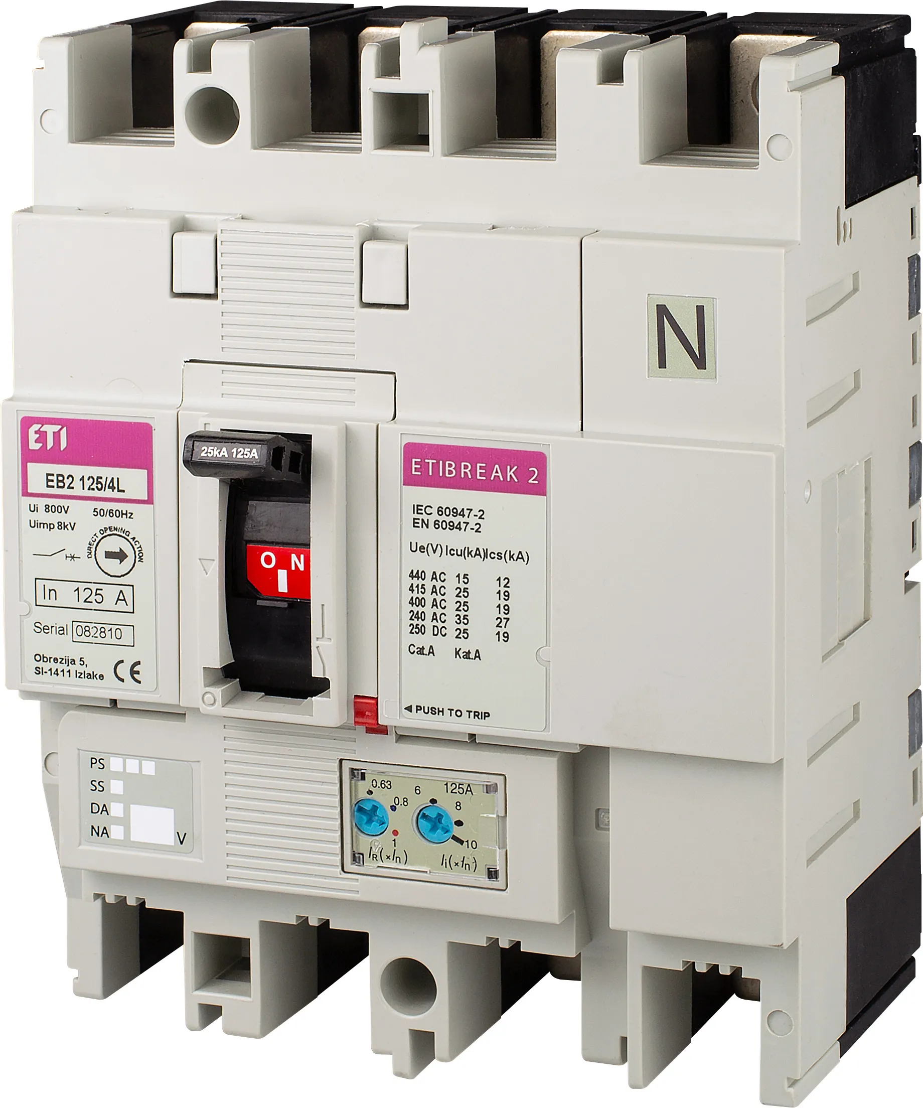 Öntöttházas megszakító EB2 125/4L 20A 4p 004671027