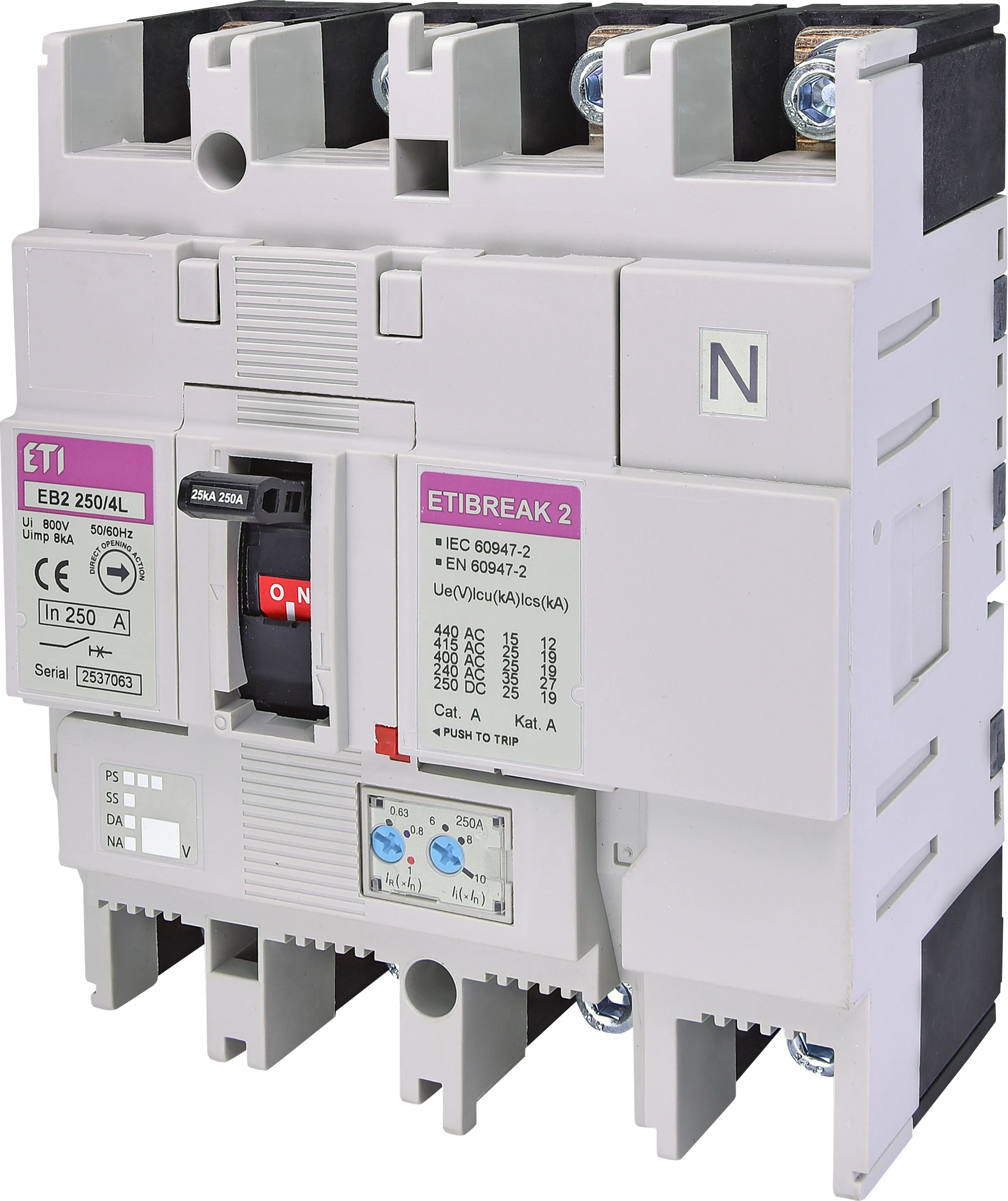 Öntöttházas megszakító EB2 250/4L 250A 4p 004671076