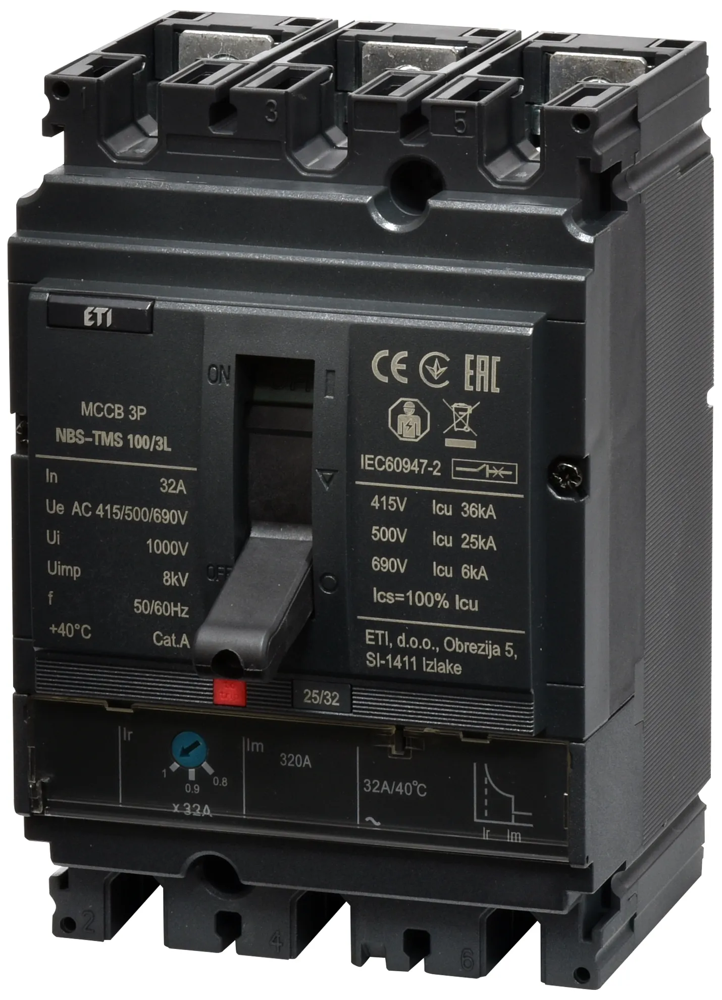 Öntöttházas megszakító NBS-TMS 100/3L  32A 3P 004673002