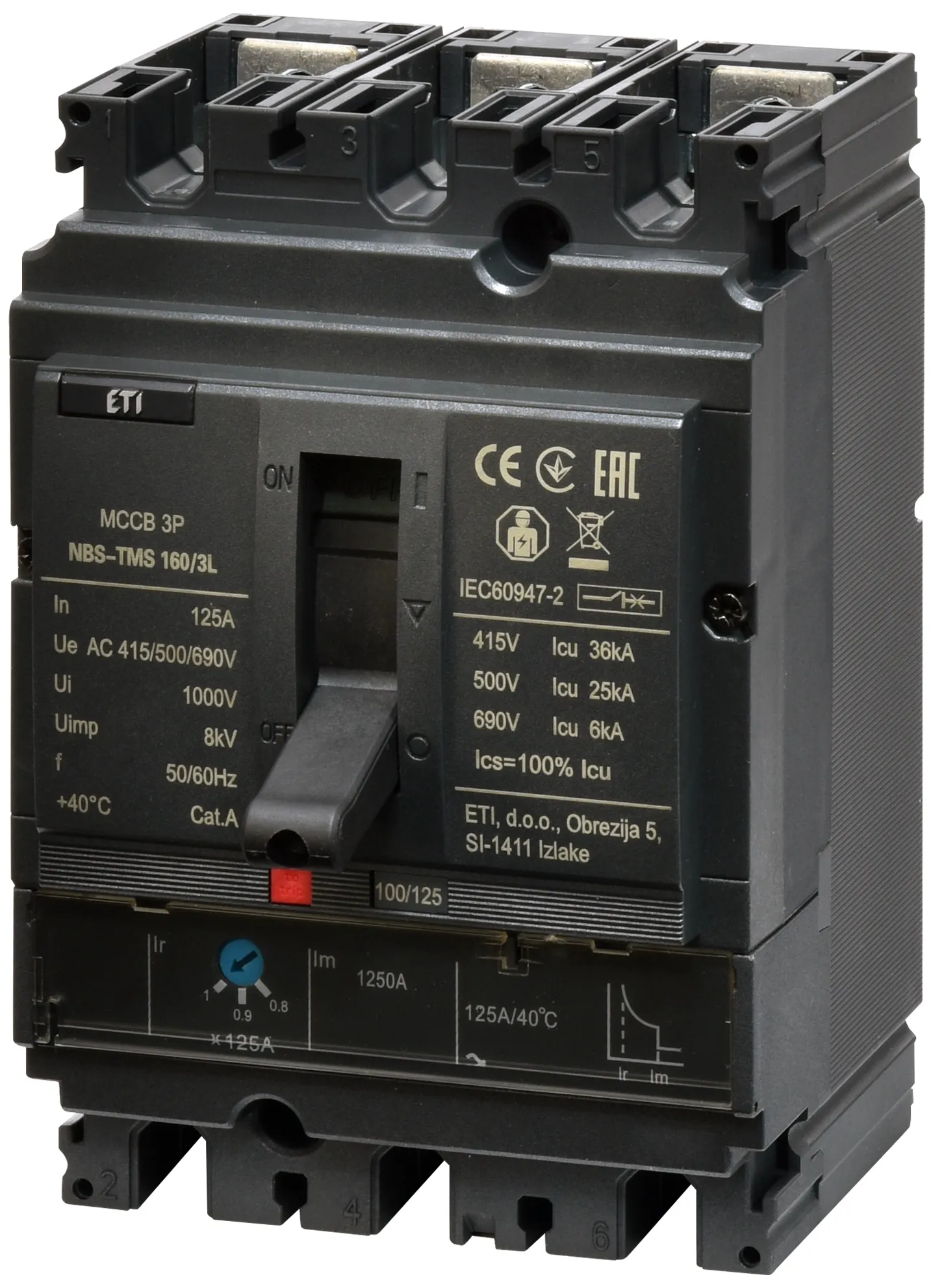 Öntöttházas megszakító NBS-TMS 160/3L 125A 3P 004673008