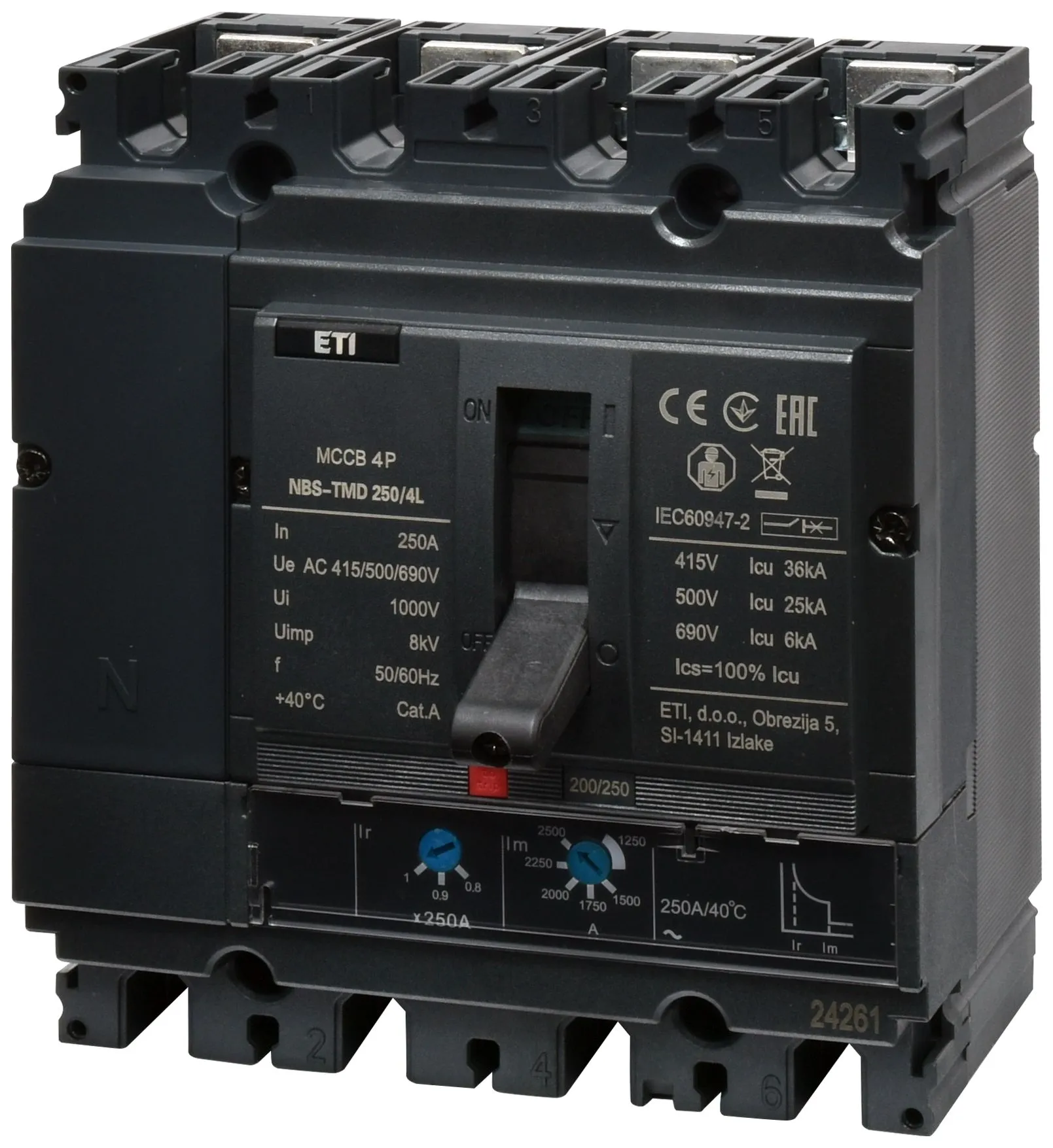 Öntöttházas megszakító NBS-TMD 250/4L 200A 4P 004673073