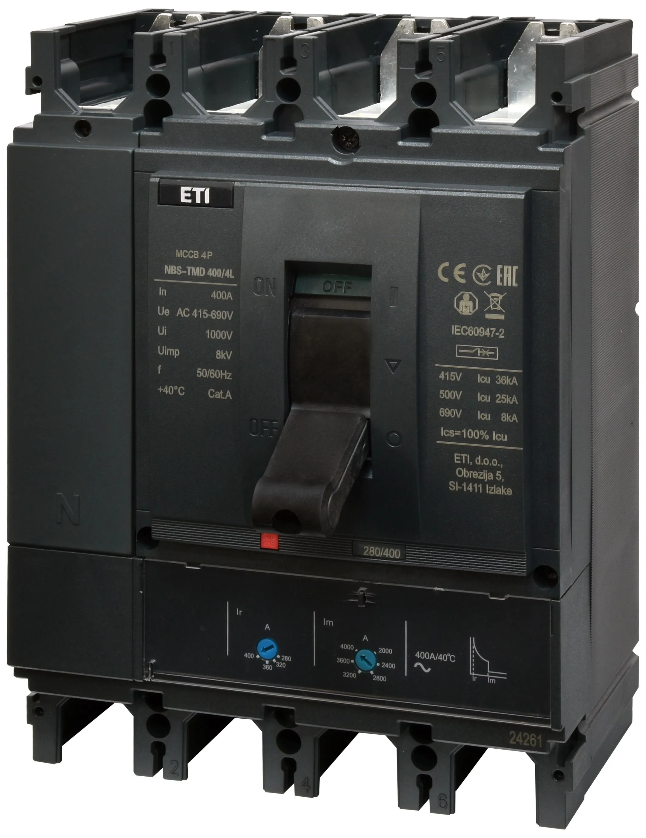 Öntöttházas megszakító NBS-TMD 400/4L 315A 4P 004673103