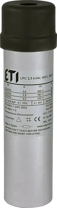 Kép erről: LPC 2,5 kVAr, 400V, 50Hz